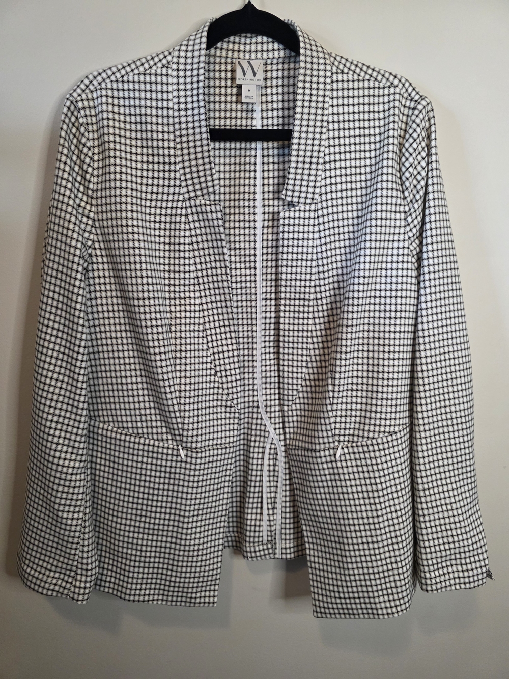 Worthington Vintage Black and White Checked Blazer - Picture 4 of 4